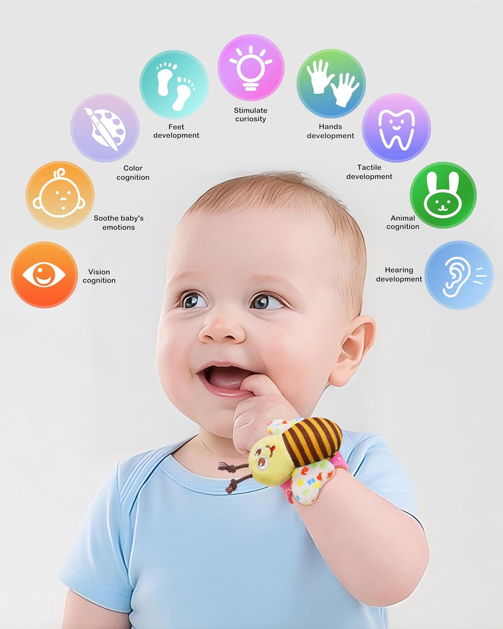 Baby Wrist Rattle Socks & Foot Finder Toy-Gift for 0-36M | Infant Essentials Wristband Hand & Feet Rattles | Sensory Toys for 0-3Years Newborn Boys and Girls as Shower Present