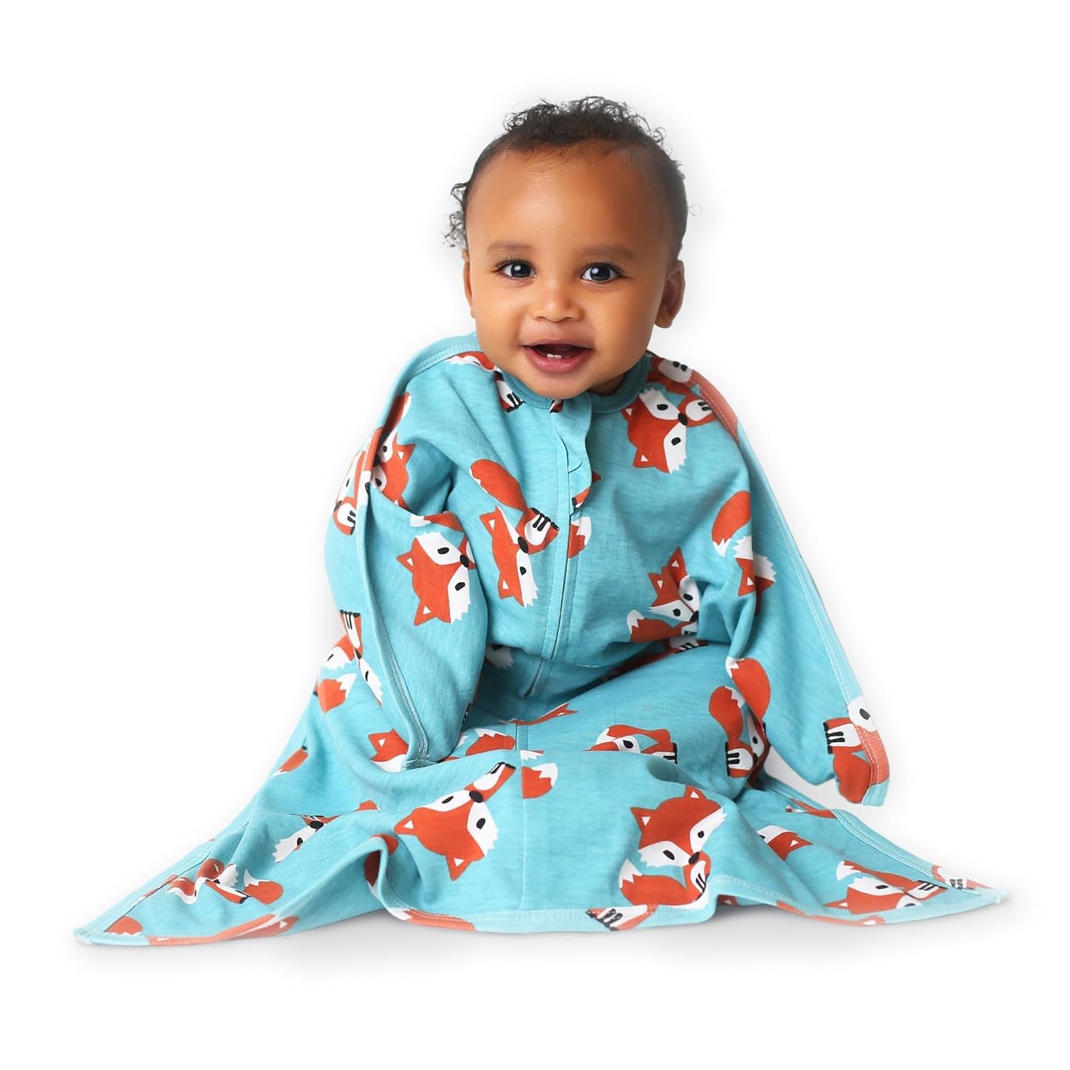 Zipadee-Zip Transition Swaddle - Cozy Baby Swaddle Blanket with Zipper Convenience - Roomy Wearable Blanket for Easy Diaper Changes - Friendly Fox, Small (4-8 Month)