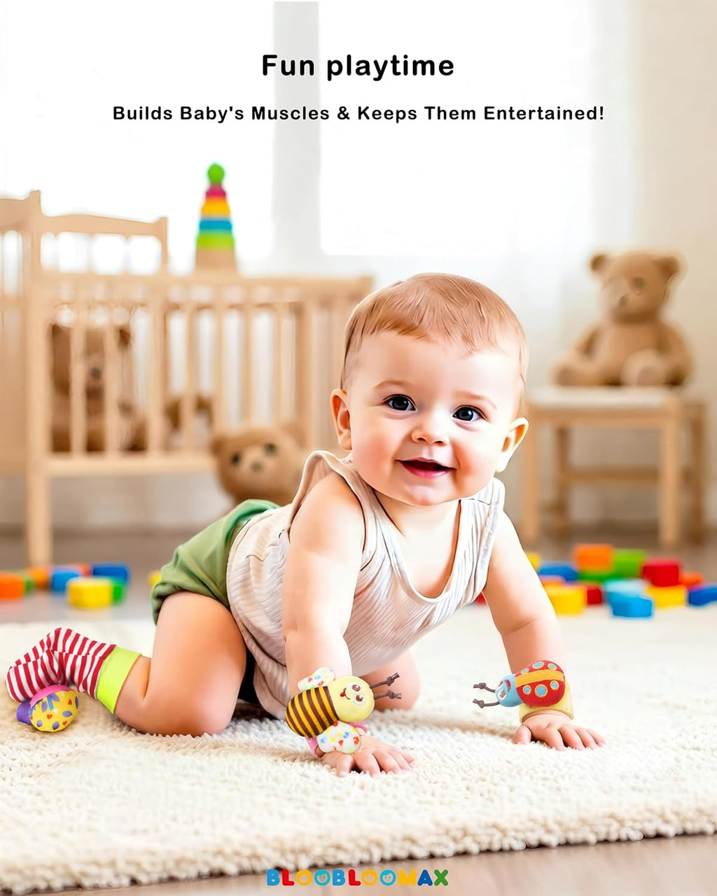 Baby Wrist Rattle Socks & Foot Finder Toy-Gift for 0-36M | Infant Essentials Wristband Hand & Feet Rattles | Sensory Toys for 0-3Years Newborn Boys and Girls as Shower Present