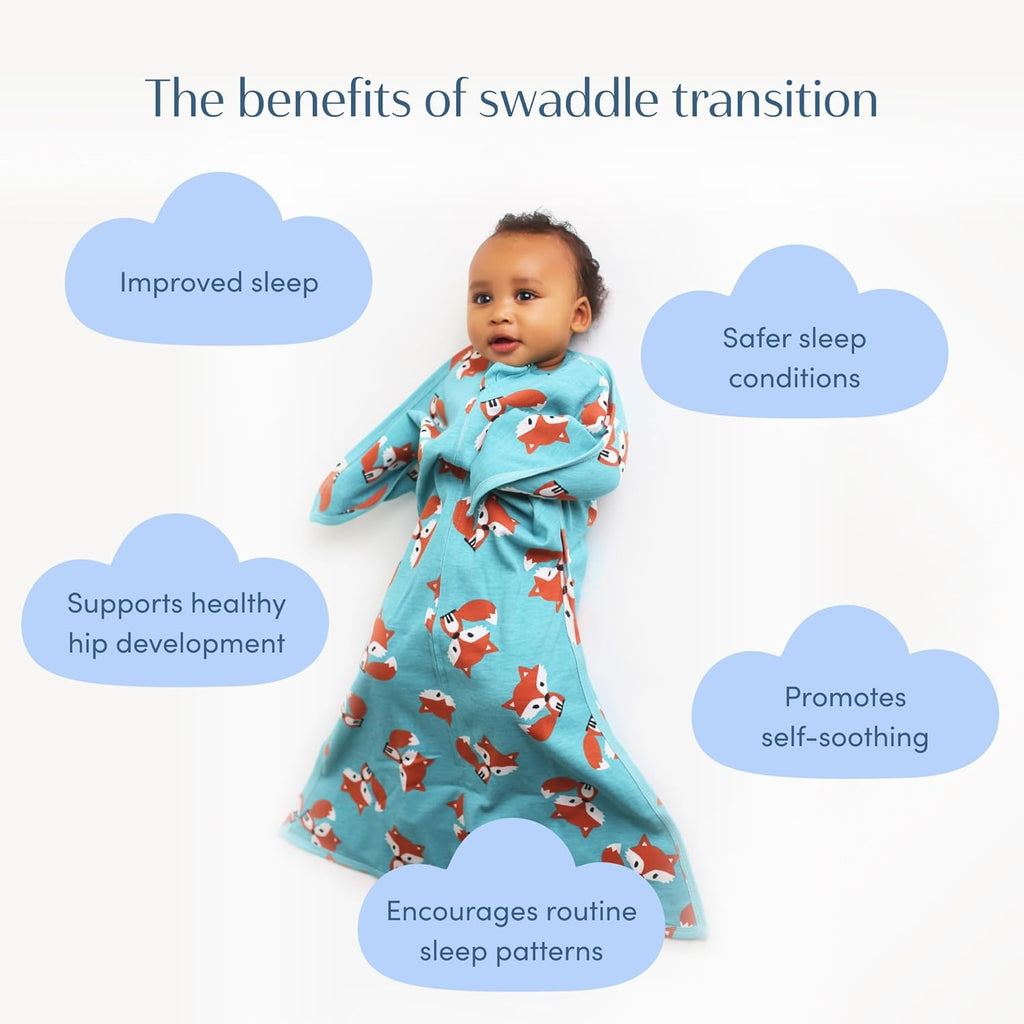 Zipadee-Zip Transition Swaddle - Cozy Baby Swaddle Blanket with Zipper Convenience - Roomy Wearable Blanket for Easy Diaper Changes - Friendly Fox, Small (4-8 Month)