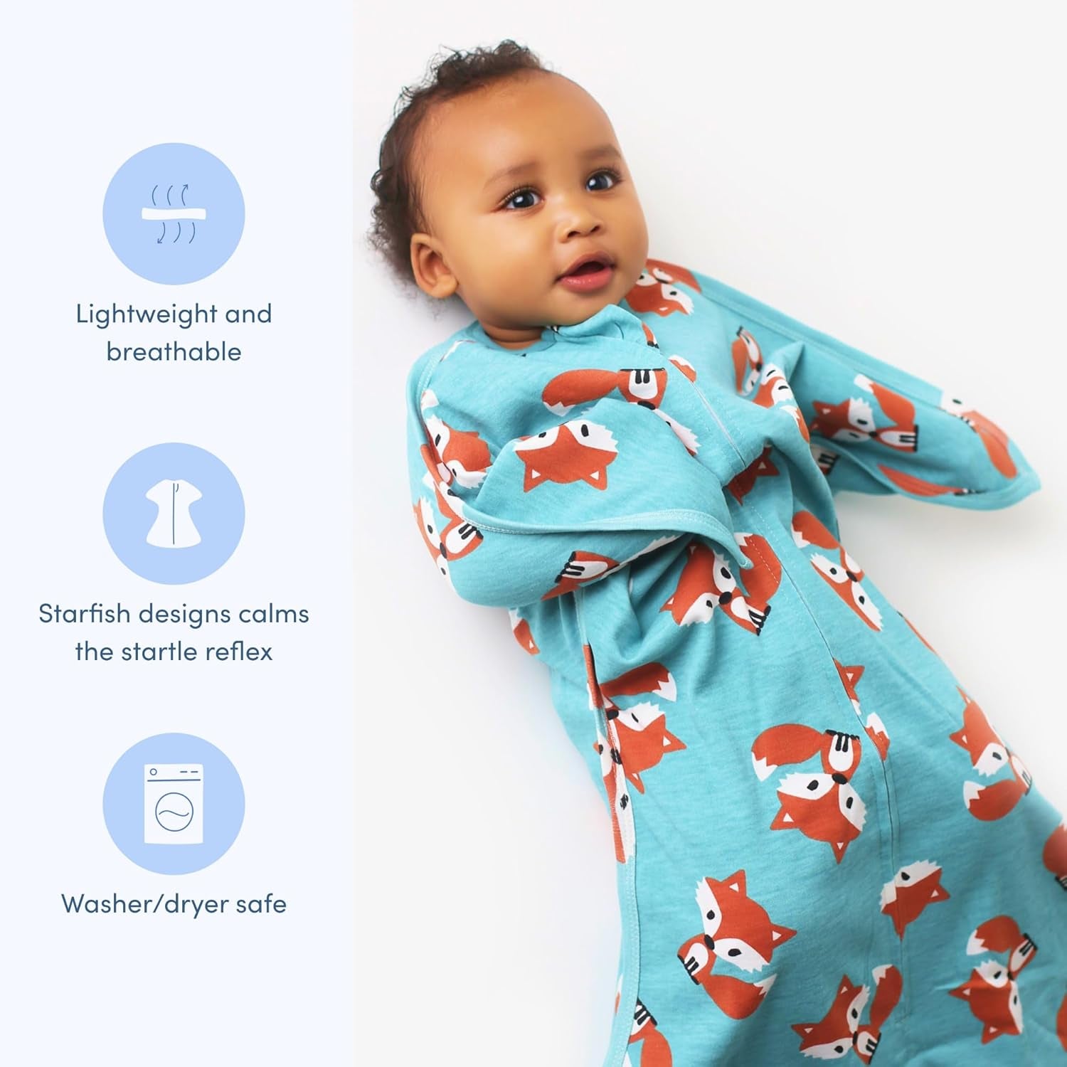 Zipadee-Zip Transition Swaddle - Cozy Baby Swaddle Blanket with Zipper Convenience - Roomy Wearable Blanket for Easy Diaper Changes - Friendly Fox, Small (4-8 Month)