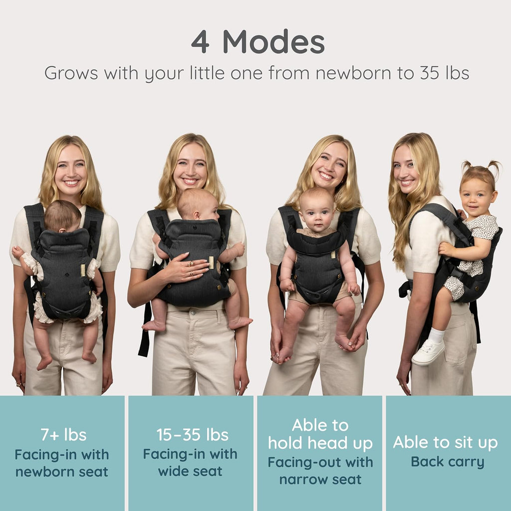 Flip Luxe 4-In-1 Baby Carrier Ergonomic 7-35 Lbs, Affogato