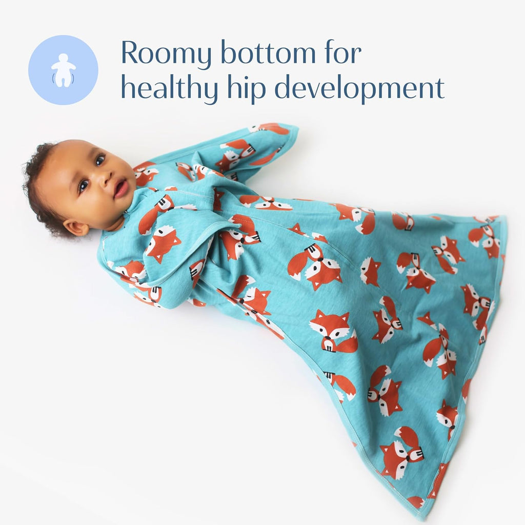 Zipadee-Zip Transition Swaddle - Cozy Baby Swaddle Blanket with Zipper Convenience - Roomy Wearable Blanket for Easy Diaper Changes - Friendly Fox, Small (4-8 Month)