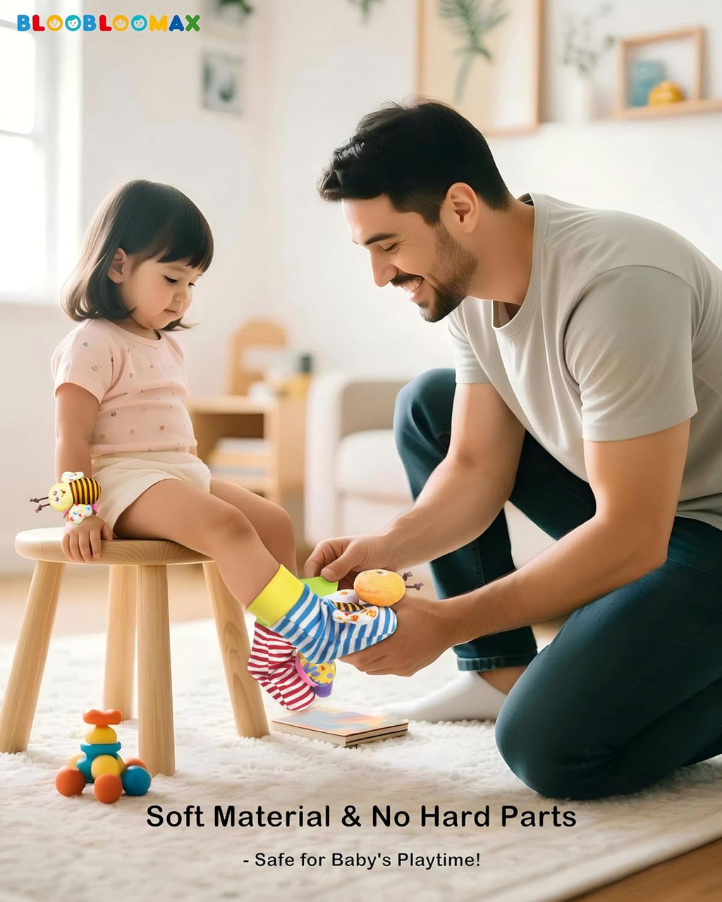 Baby Wrist Rattle Socks & Foot Finder Toy-Gift for 0-36M | Infant Essentials Wristband Hand & Feet Rattles | Sensory Toys for 0-3Years Newborn Boys and Girls as Shower Present